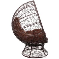 Кресло M-Group Кокос на подставке 11590205 (коричневый ротанг/коричневая подушка)
