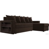 Угловой диван Лига диванов Дубай лайт правый 114164 (микровельвет коричневый)