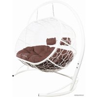 Подвесной диван M-Group Лежебока 11180105 (с белым ротангом/коричневая подушка)
