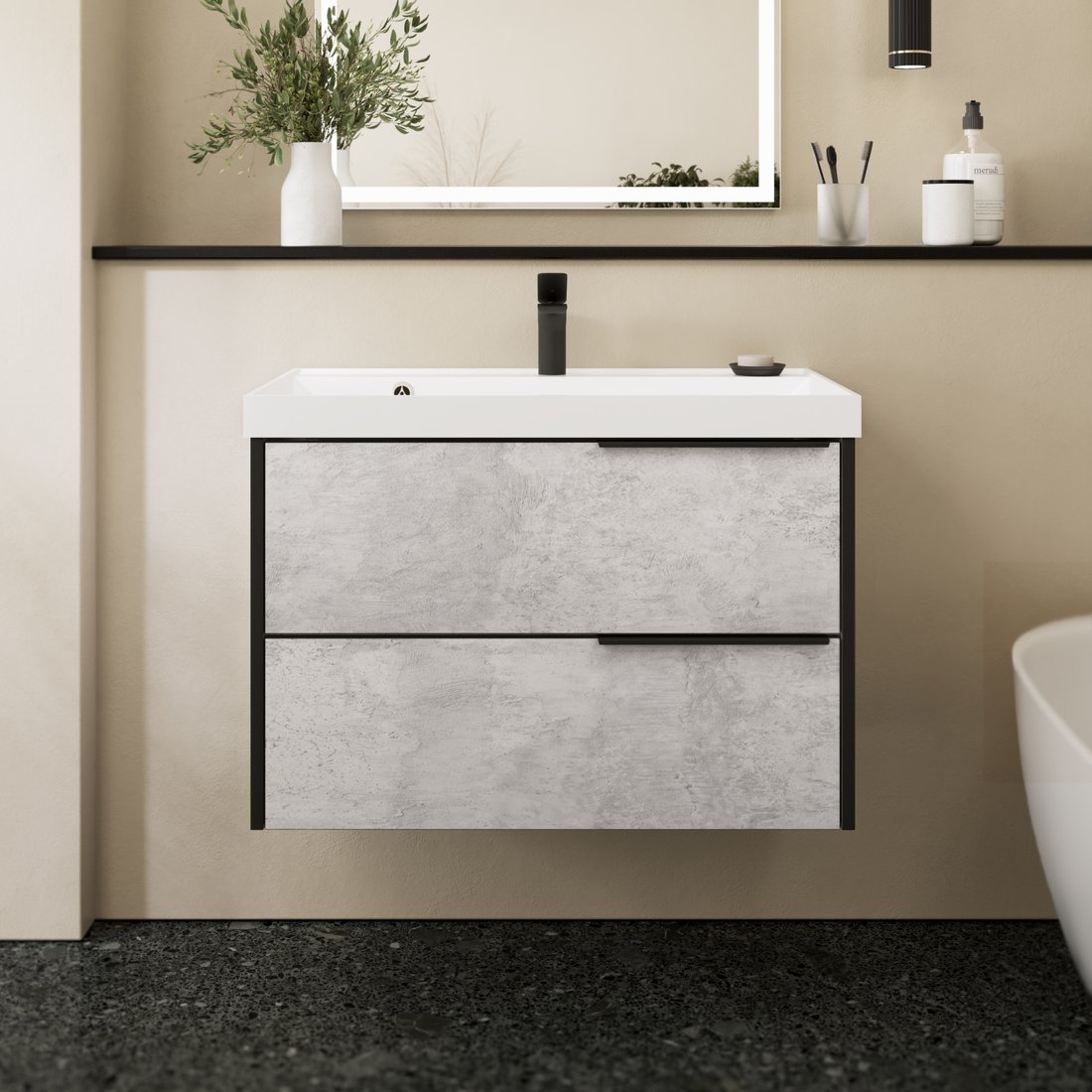 Raval Тумба под умывальник Fostero 80 с умывальником Classica Fst.07.80/P/CS/RW/RL