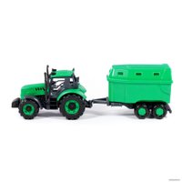 Трактор Полесье Прогресс с прицепом для перевозки животных 94643 (зеленый)