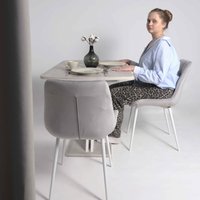 Стул Алвест AV 405 (светло-серый бархат Н-09/белый)