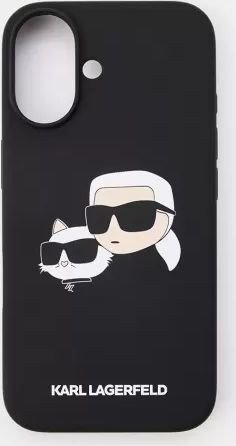 Lagerfeld Liquid Silicone NFT Karl & Choupette Heads (MagSafe) для iPhone 16 KLHMP16SSKCHPPLK