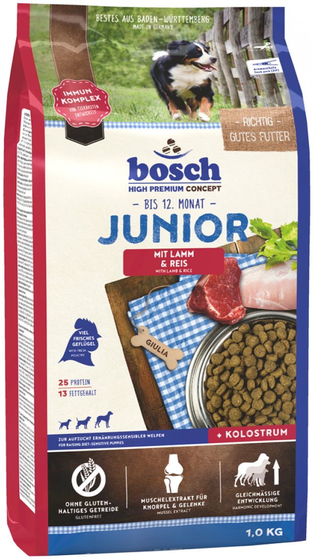

Сухой корм для собак Bosch Junior Lamb & Rice 1 кг (Юниор Ягненок с Рисом)