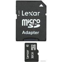 Карта памяти Lexar microSDHC (Class 10) 32GB + адаптер [LSDMI32GABEUC10A]