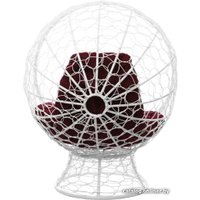 Кресло M-Group Кокос на подставке 11590102 (белый ротанг/бордовая подушка)