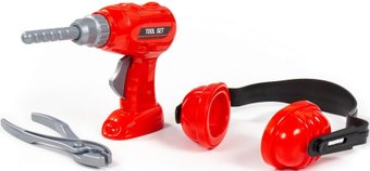 Набор инструментов игрушечных Полесье №21 91093 (шуруповерт, наушники, плоскогубцы)