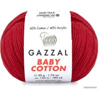 Пряжа для вязания Gazzal Baby cotton 3415 50 г 165 м (красный)