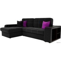 Угловой диван Лига диванов Брюссель 29390 (левый, микровельвет, черный)