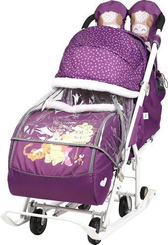 Санки-коляска Nika Disney baby 2 (Винни Пух/баклажановый)