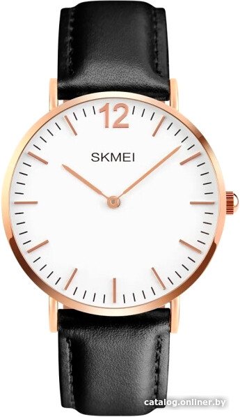 

Наручные часы Skmei 1181 (розовое золото/черный, кожаный браслет)