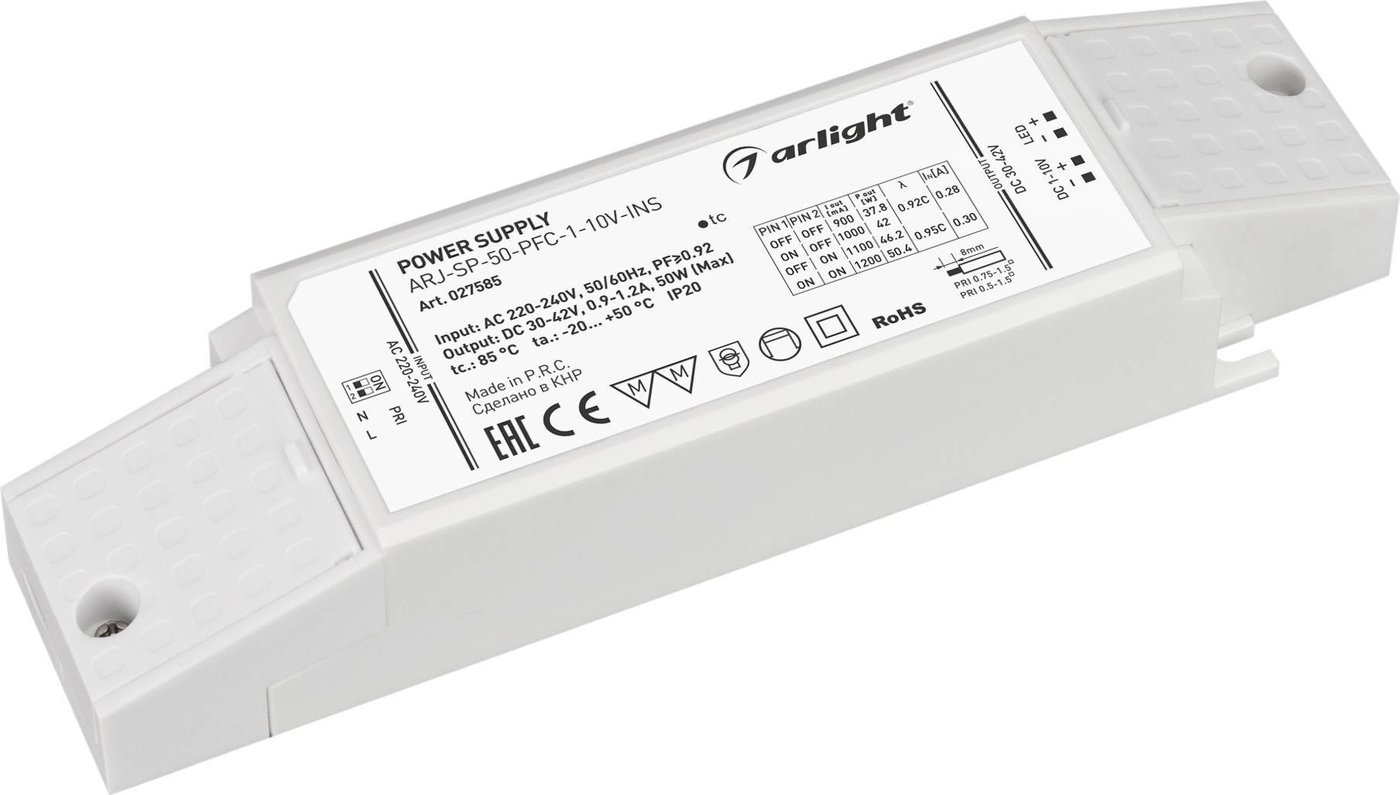 

Блок питания Arlight ARJ-SP-50-PFC-1-10V-INS 027585