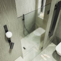 Душевая дверь MaybahGlass 195x70.5 MGD-519-6 (сатин стекло/черный)