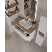 ЗОВ Тумба для ванной Дион 60 со столешницей D60LWP0M9003MKV5-T595C2 (белый матовый)