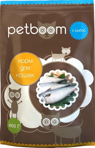 Сухой корм для кошек PetBoom Для взрослых кошек с рыбой 0.4 кг