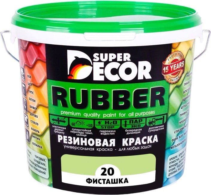 

Краска Super Decor Rubber 3 кг (№20 фисташка)