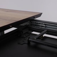 Кухонный стол Lepremo AV 1208 HPL+МДФ раздвижной 1200-1600x800 (дуб делано натуральный/черный)