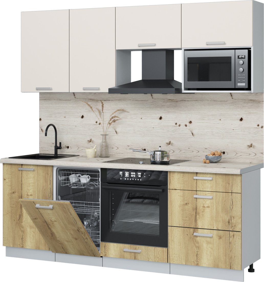 

Готовая кухня Интерлиния Мила Лайт 2.15-ПМ4 (персидский жемчуг/дуб золотой/бискайская сосна)