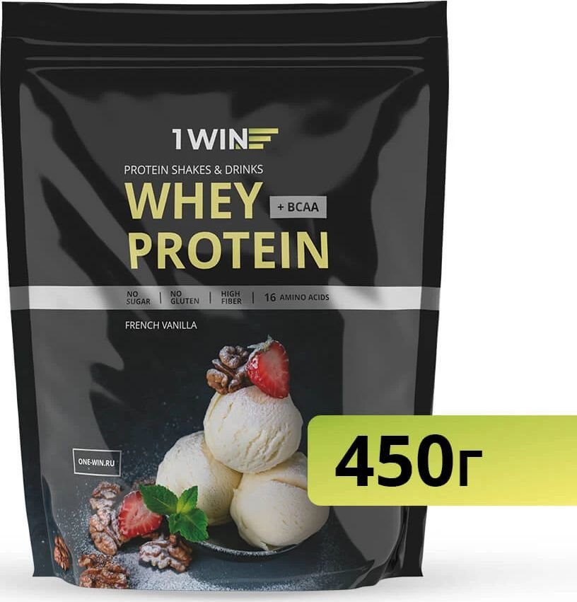 

Протеин сывороточный (концентрат) 1WIN Whey Protein + BCCA (французская ваниль, 450г)