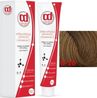 

Крем-краска для волос Constant Delight Crema Colorante с витамином С 8/16 светло-русый сандре шоколад.