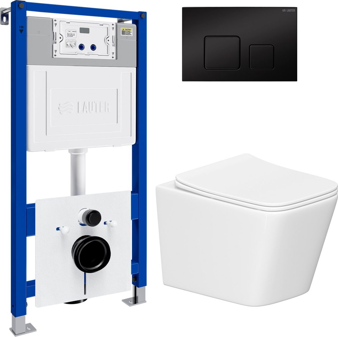 

Унитаз подвесной Lauter Square 214903 с кнопкой 219704F (квадратная, черный)