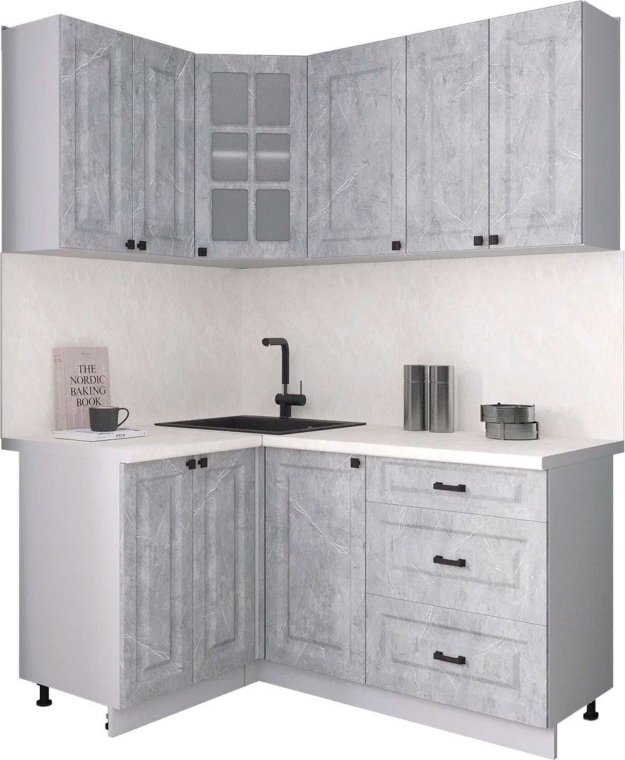 

Готовая кухня Интерлиния Мила Деко 1.2x1.6 (керамика/керамика/опал светлый)