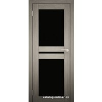 Межкомнатная дверь Юни Амати 19 (ч) 60x200 (дуб дымчатый/черное стекло)