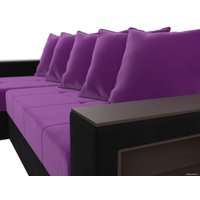 Угловой диван Лига диванов Дубай лайт левый (микровельвет фиолетовый/черный)