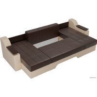 П-образный диван Лига диванов Сенатор 28920 (экокожа, коричневый/бежевый)