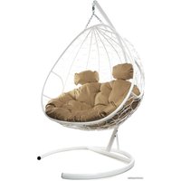 Подвесное кресло M-Group Для двоих 11450101 (белый ротанг/бежевая подушка)