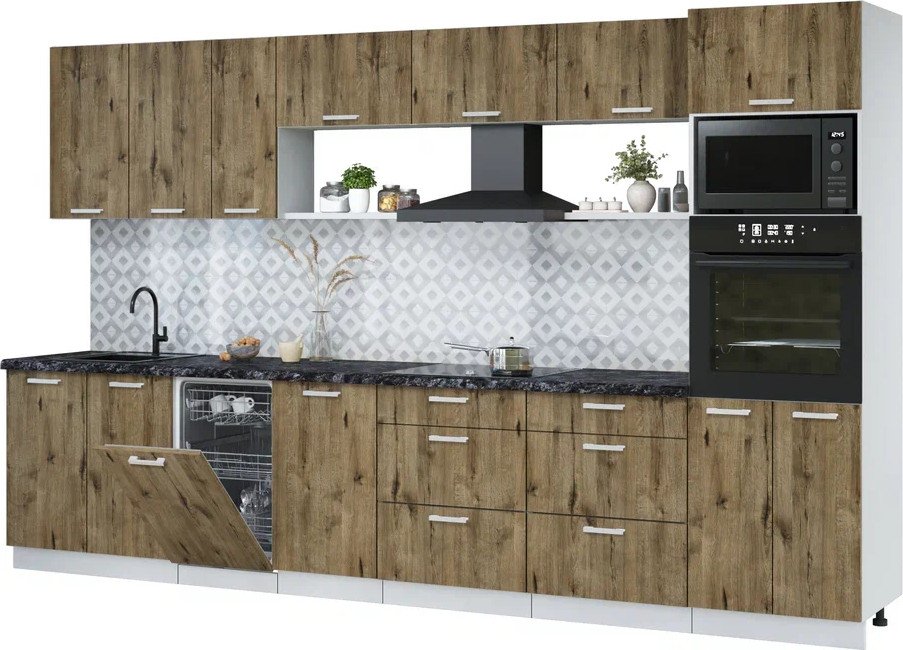 

Готовая кухня Интерлиния Мила Лайт 3.5-ПМ3 (дуб веллингтон/дуб веллингтон/кастилло темный)