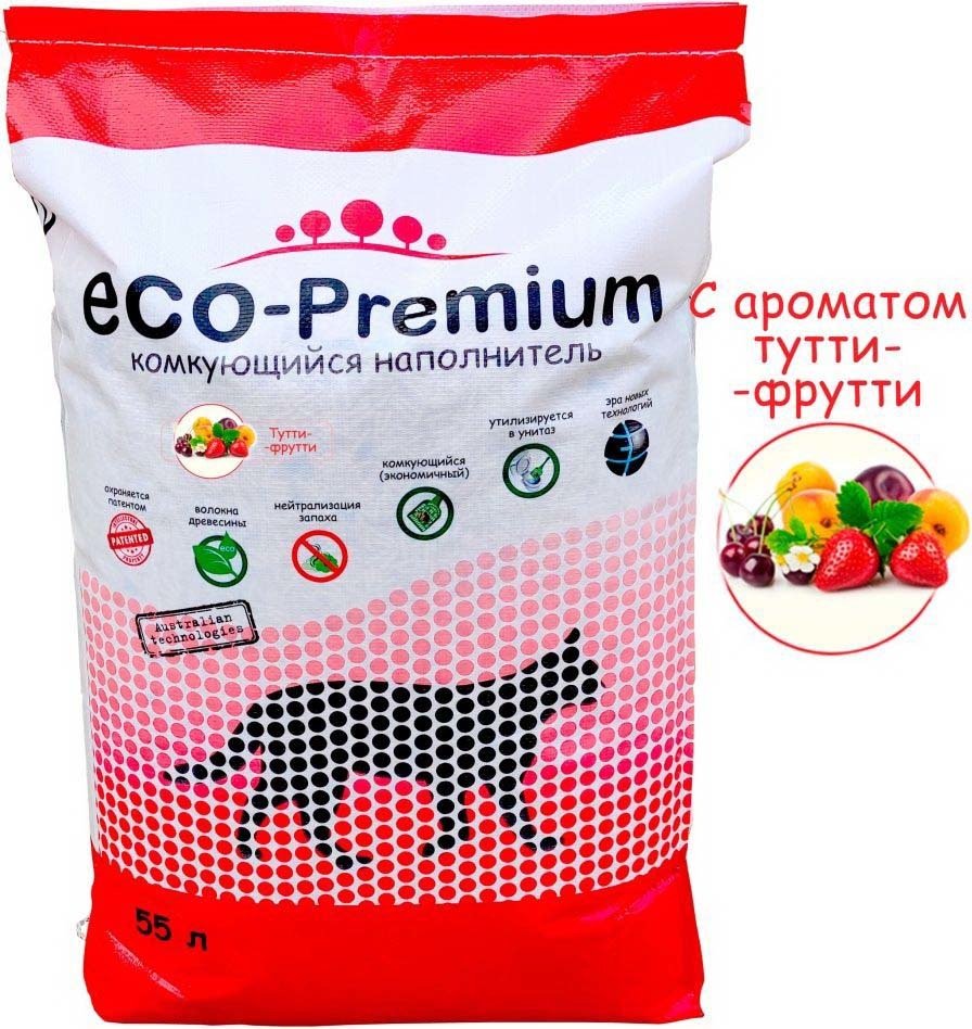 

Наполнитель для туалета Eco-Premium с ароматом тутти-фрутти 55 л