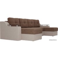 П-образный диван Лига диванов Сенатор 28927 (рогожка, коричневый/бежевый)
