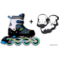 Роликовые коньки Relmax SK-8801-Set Blue/Green (р. 39-42, черный)