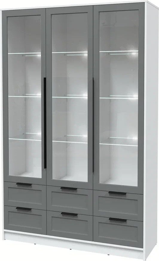 

Шкаф-витрина Интерлиния Концепт Тренд КТ-ШВ3 с подсветкой (белый платинум/серый)