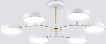 Люстра средней высоты Ambrella light FL516333/6 WH/FGD (белый/золото)