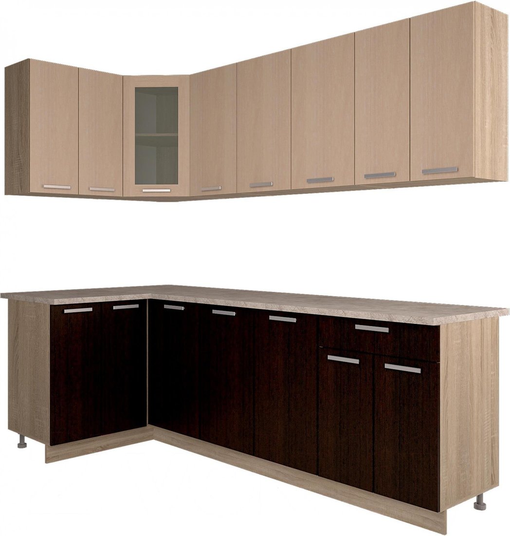 

Готовая кухня Интерлиния Мила 12x24 (дуб молочный/дуб венге)