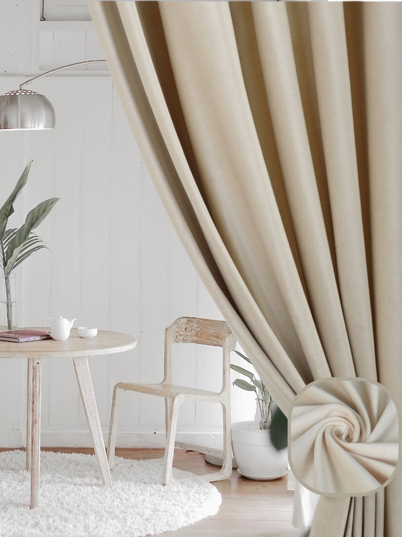 

Комплект штор Soft Lines Бархат 9138-E4 (220x260, молочный)