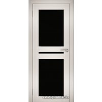 Межкомнатная дверь Юни Амати 19 (ч) 60x200 (эшвайт/черное стекло)