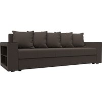 Диван Лига диванов Дубай Лайт полки слева 132281L (рогожка Амур 05 коричневый)