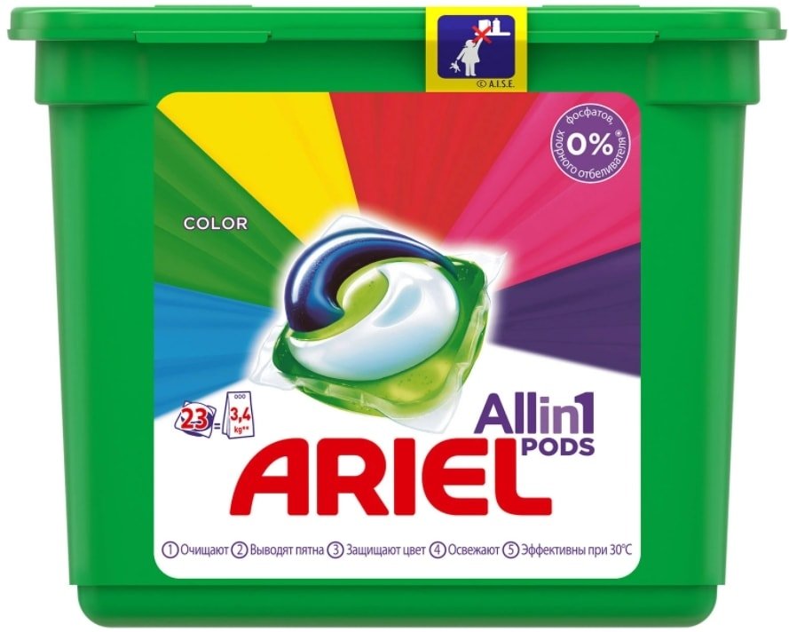 

Капсулы для стирки Ariel Все в 1 Pods Color (23 шт)