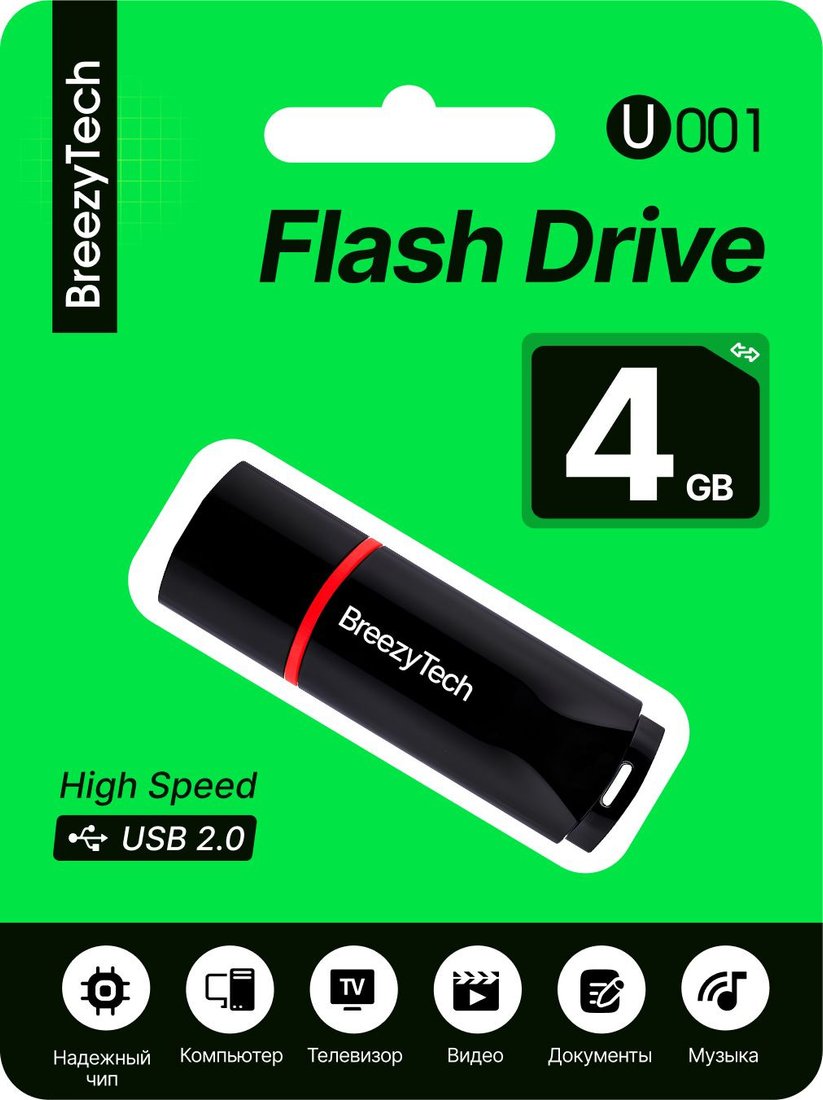 

USB Flash BreezyTech U001 4GB (черный)