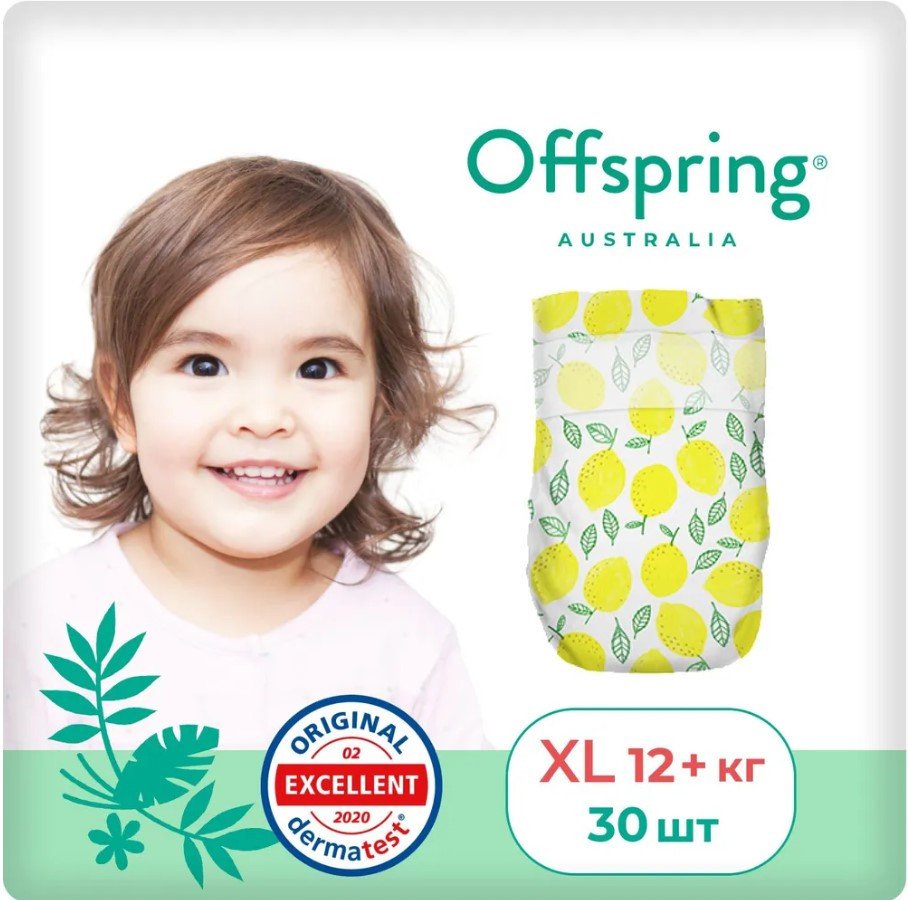 

Подгузники Offspring XL 12+ кг Лимоны OF01XL30LM (30 шт)