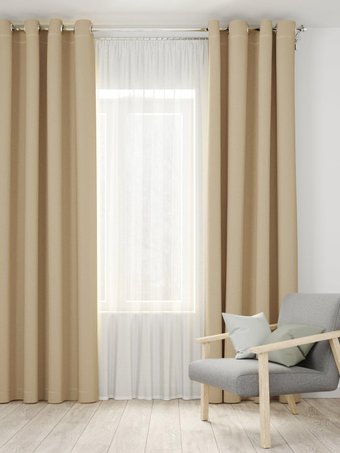 Комплект штор Loon Латте на люверсах 1.5x2.6 м (бежевый, 2 шт)