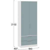 Шкаф распашной Трия Марли для одежды (белый/серо-голубой)