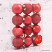 Елочная игрушка Зимнее волшебство Глянцевый блеск d-5 см 12 шт (красный) 4941732