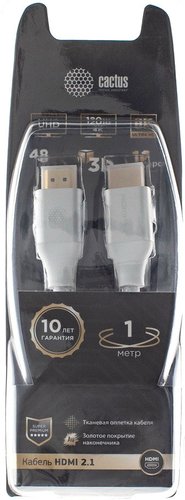 Кабель CACTUS HDMI - HDMI CS-HDMI.2.1-1 (1 м, серебристый)