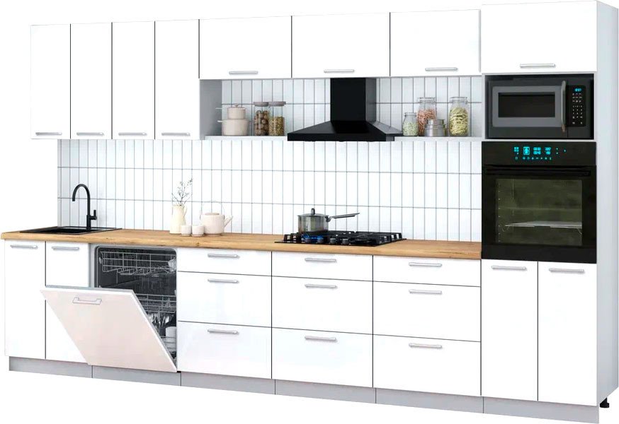 

Готовая кухня Интерлиния Мила Gloss 3.6-ПМ1-2 (белый глянец/белый глянец/дуб бунратти)