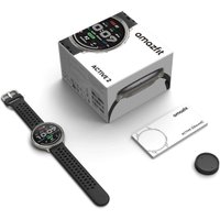 Умные часы Amazfit Active 2 (серебристый, с черным силиконовым ремешком)