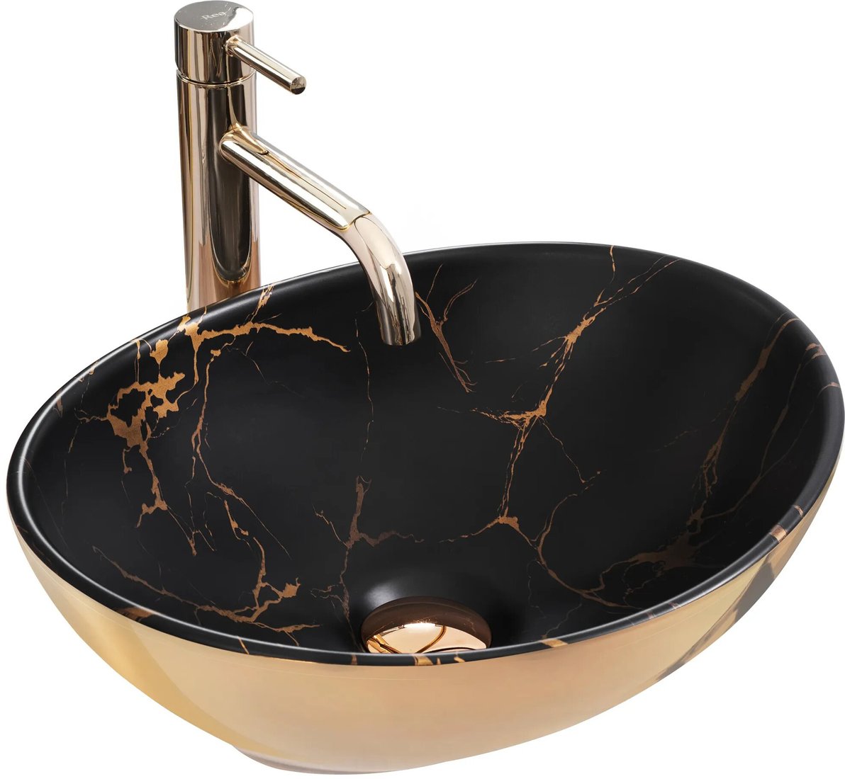 

Умывальник Rea Sofia in marble black gold U8012